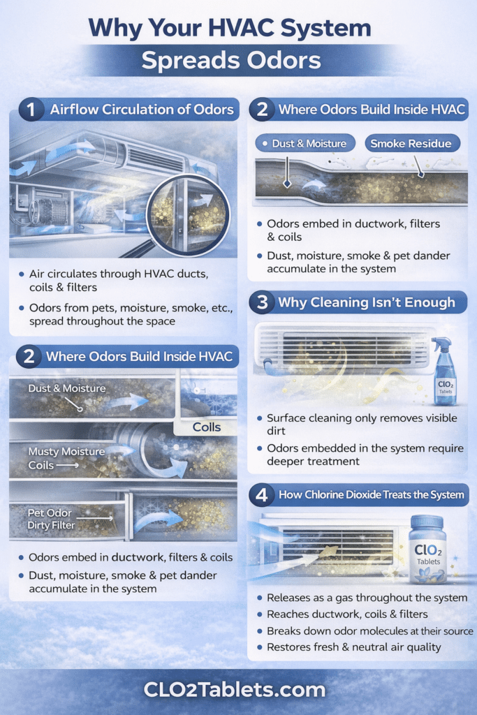 Modern HVAC vent releasing clean air into a bright home interior, representing improved indoor air quality