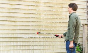 Clean mildew from vinyl siding with clo2