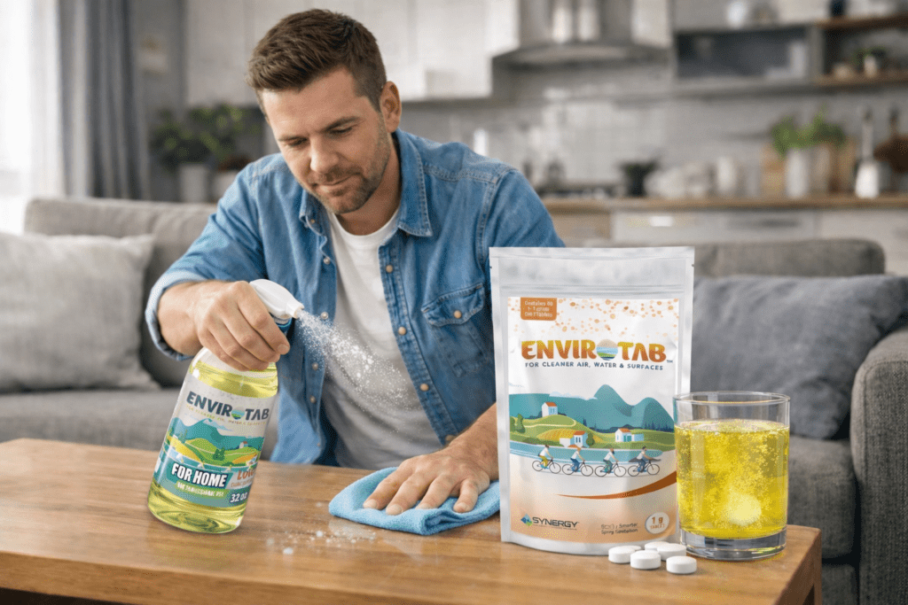 Unlike fragrance-based cleaners, ClO₂ eliminates odors by destroying the molecules that cause them.