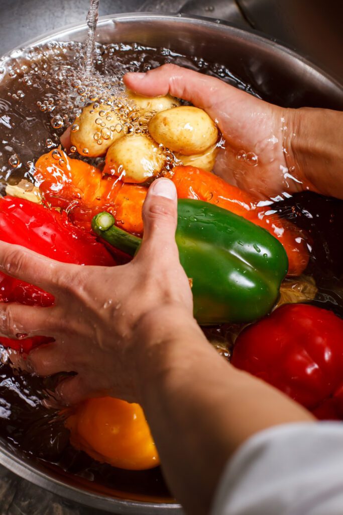 washing vegetables