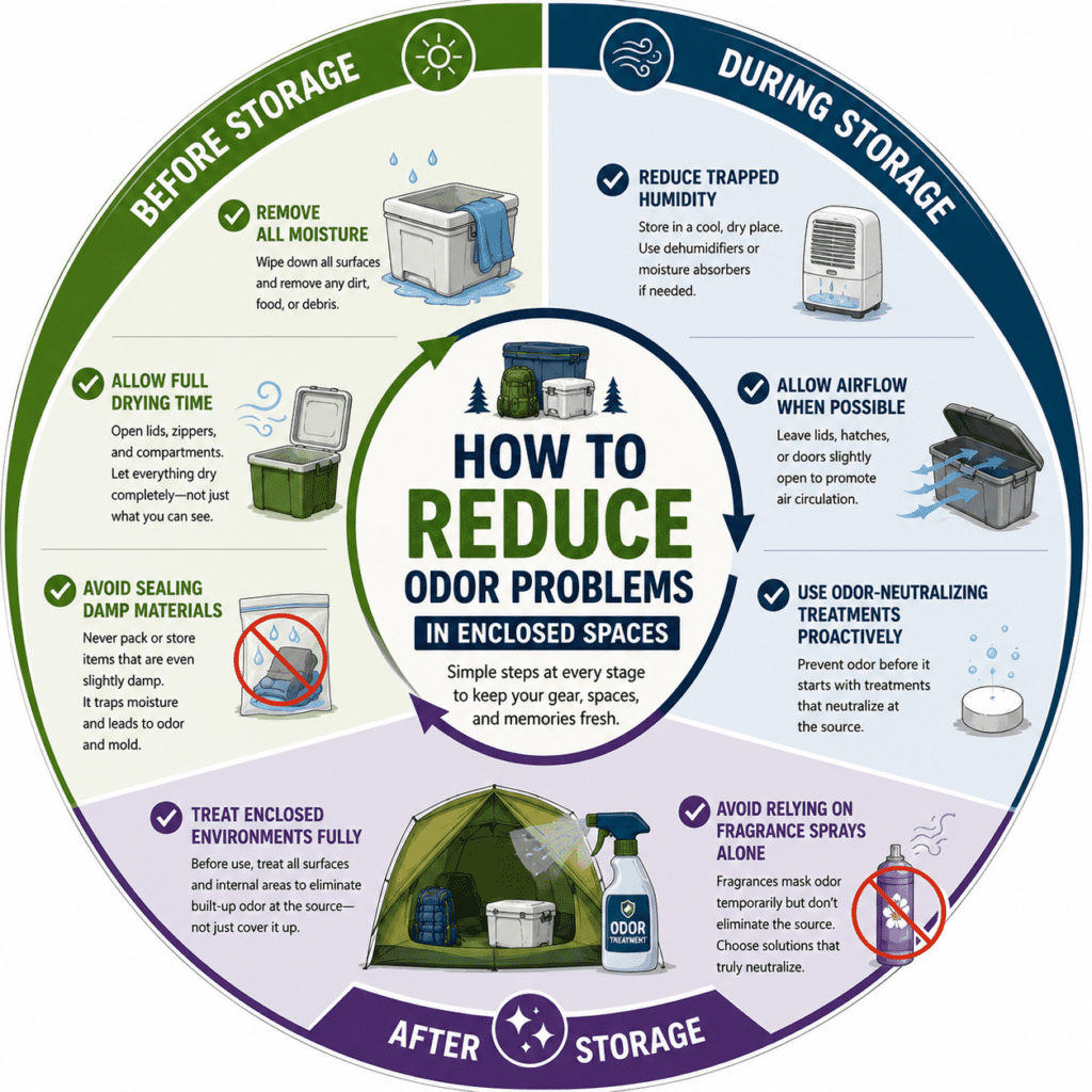 infograph showing how to reduce mold in enclosed spaces.