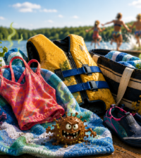 A PILE OF WET SUMMER CLOTHES WITH BACTERIA, SWEAT AND DEBRIS MOVING IN TO CAUSE ODOR.