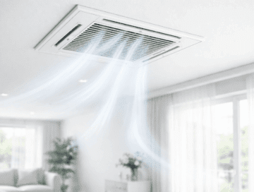Clean air flowing from HVAC vent in modern home representing improved indoor air quality with chlorine dioxide